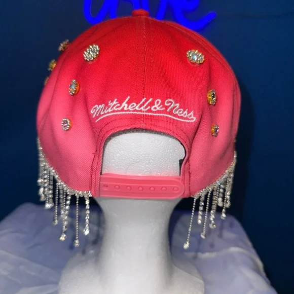 New Era Pink Bejeweled Hat New Era NY Yankees 9forty velour cap in pink with rhinestone  main image 2